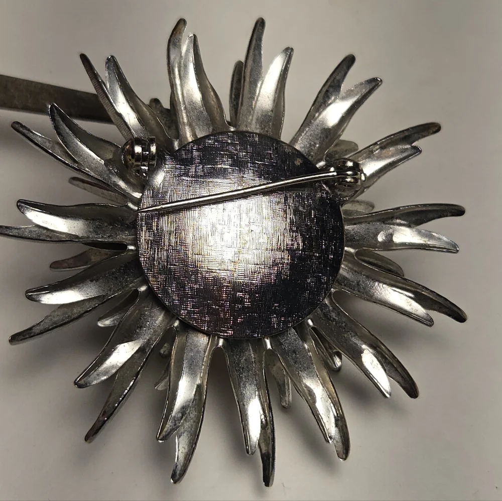 Vintage Silver Dahlia Brooch | Sustainable Boutonnière | Coro Era 1960s–70s